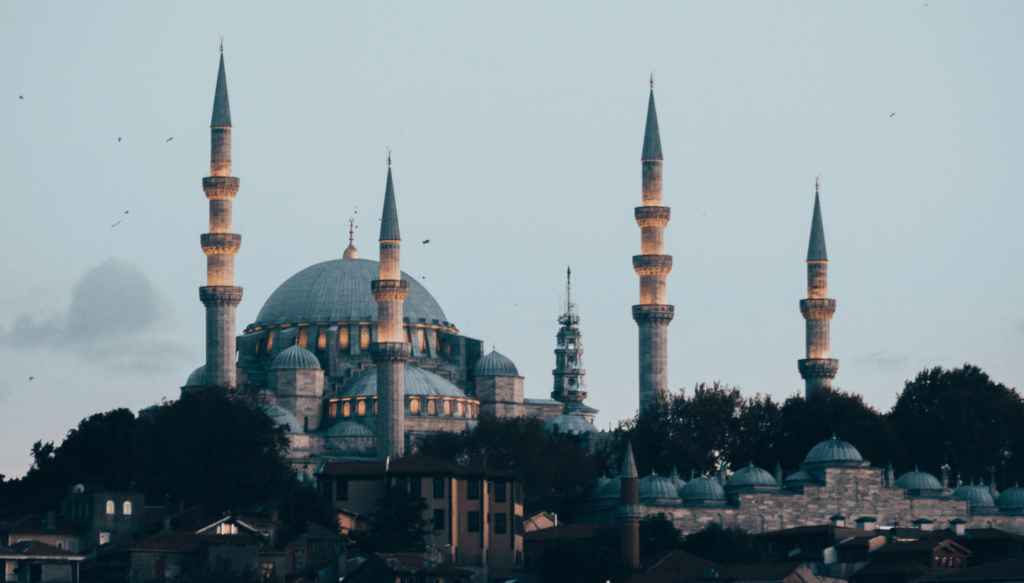 New Central Hotel - Süleymaniye Mosque silhouette at dusk, a short walk from the Aqueduct of Valens