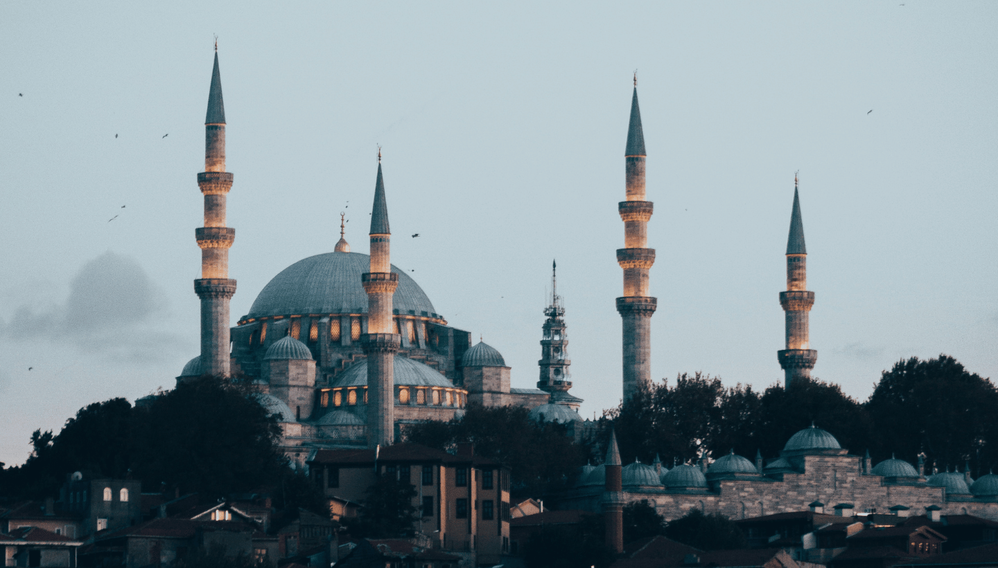 Dalan Hotel - Süleymaniye Mosque dome and four minarets on the Istanbul skyline at dusk